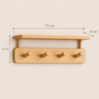 Porte-manteau mural avec étagère bambou 33 cm - dimensions du produit