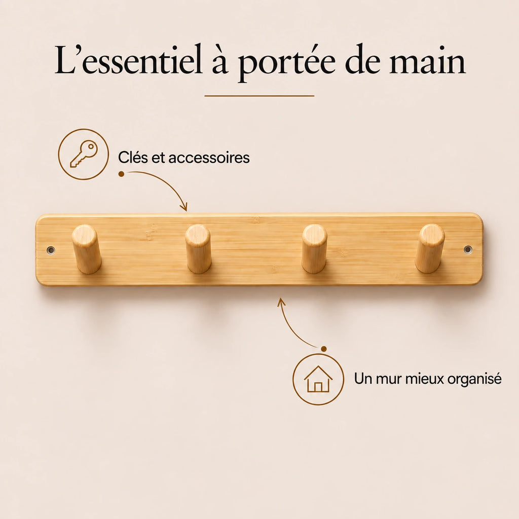 Porte-manteau mural bambou 4 crochets 35 cm - bénéfices et organisation