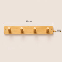 Porte-manteau mural bambou 4 crochets 35 cm - dimensions du produit