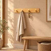 Porte-manteau mural bambou 4 crochets 35 cm - ambiance dans une entrée contemporaine