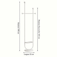 Portant sur pied design métal blanc 190 cm : dimensions 190 cm, hauteur d'accroche 165 cm et largeur 32 cm