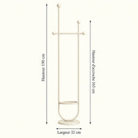 Portant sur pied design métal blanc cassé 190 cm : dimensions 190 cm, hauteur d'accroche 165 cm et largeur 32 cm