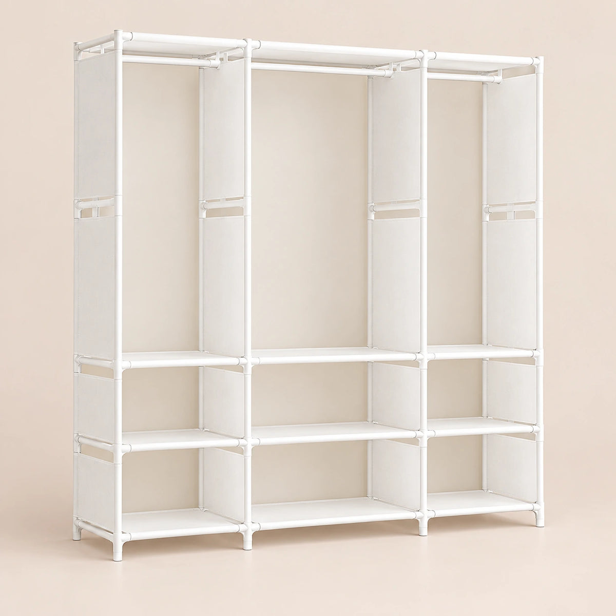 Armoire penderie blanche 3 colonnes 130 cm - vue principale