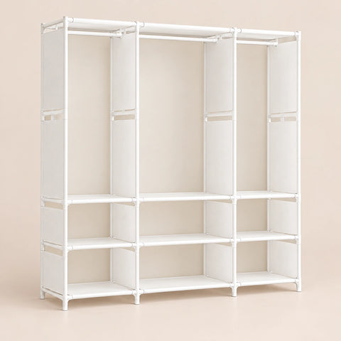 Armoire penderie blanche 3 colonnes 130 cm
