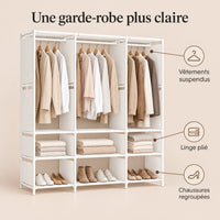 Armoire penderie blanche 3 colonnes 130 cm - benefices et organisation