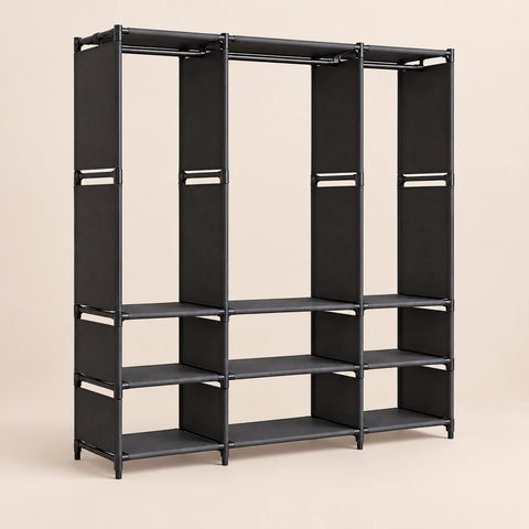 Dressing ouvert noir 3 colonnes 130 cm