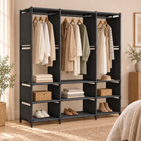 Dressing ouvert noir 3 colonnes 130 cm - mise en scene