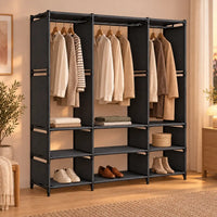 Dressing ouvert noir 3 colonnes 130 cm - seconde mise en scene