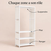 Penderie métal blanche 1 colonne 60 cm - utilisation des espaces