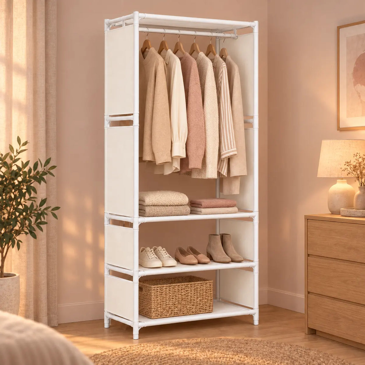 Penderie métal blanche 1 colonne 60 cm - seconde mise en scene