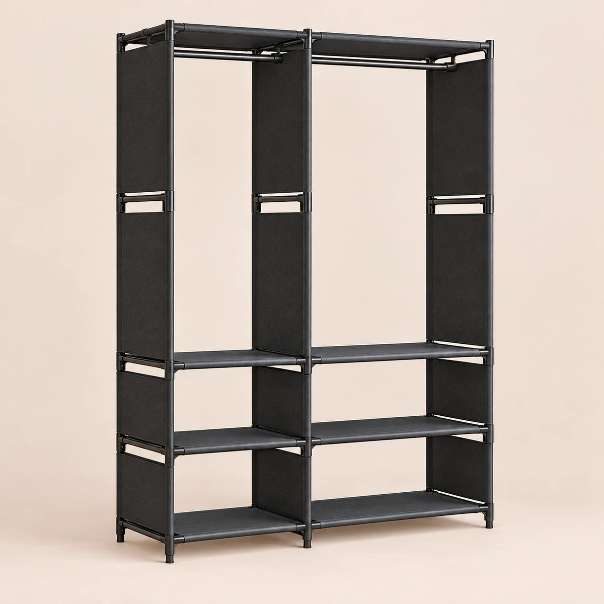 Penderie métal modulable 1 à 3 colonnes - Noir 2 colonnes (95 cm)