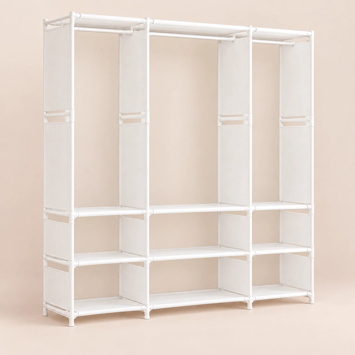 Penderie métal modulable 1 à 3 colonnes - Blanc 3 colonnes (130 cm)