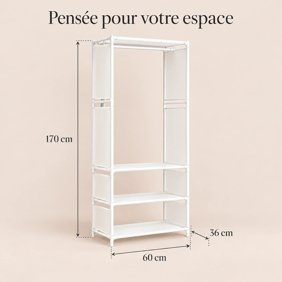 Penderie métal modulable 1 à 3 colonnes - dimensions