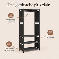 Penderie noire 1 colonne 60 cm métal - benefices et organisation