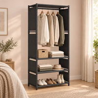 Penderie noire 1 colonne 60 cm métal - mise en scene