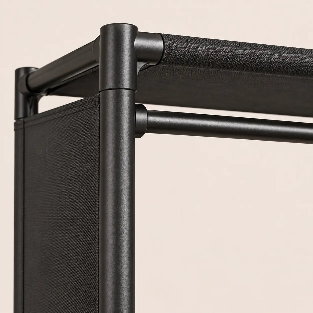 Penderie noire 1 colonne 60 cm métal - detail des finitions