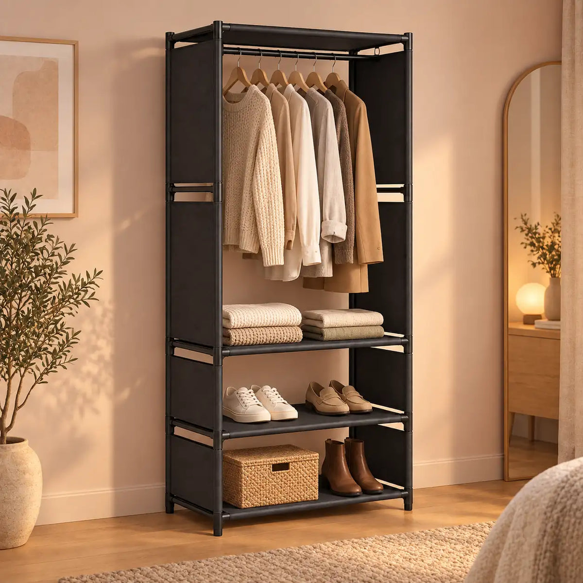 Penderie noire 1 colonne 60 cm métal - seconde mise en scene