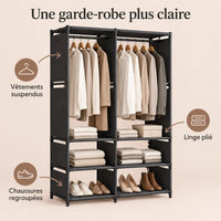 Penderie noire 2 colonnes 95 cm métal - benefices et organisation