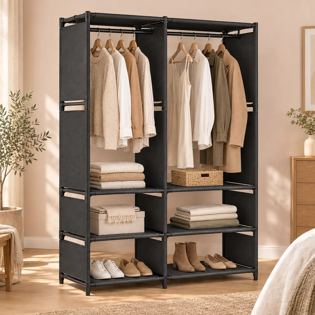 Penderie noire 2 colonnes 95 cm métal - mise en scene