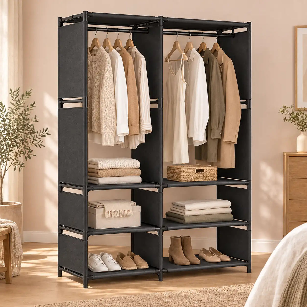 Penderie noire 2 colonnes 95 cm métal - mise en scene Image