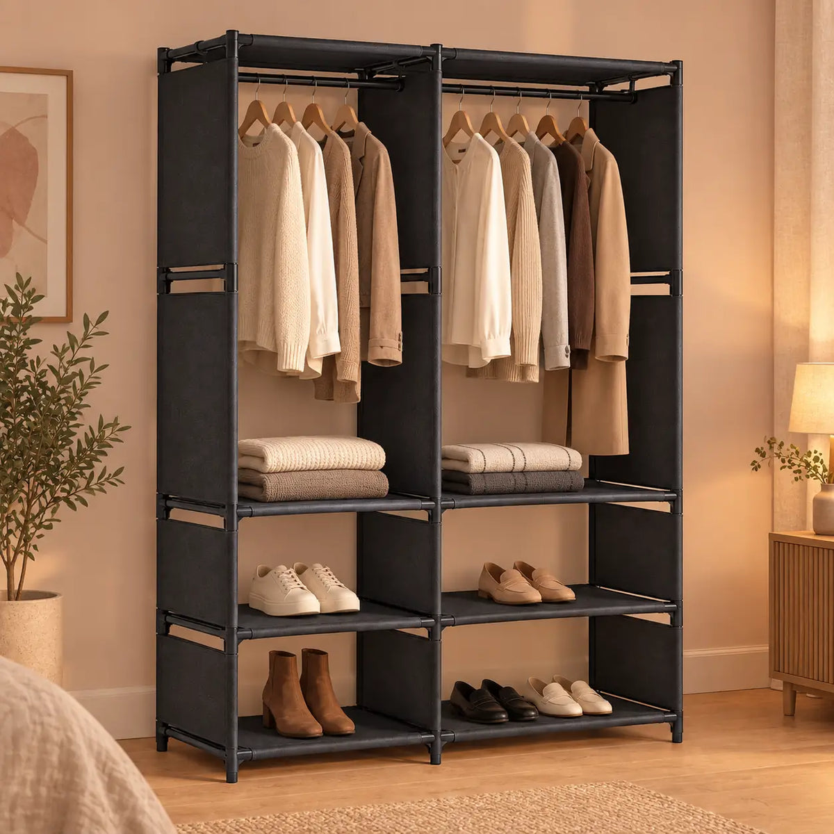 Penderie noire 2 colonnes 95 cm métal - seconde mise en scene