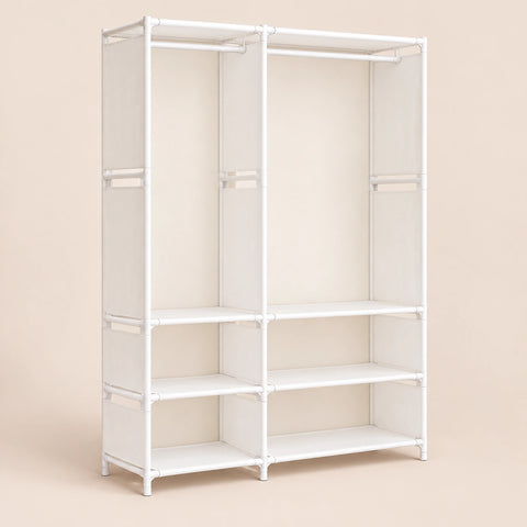 Penderie ouverte blanche 2 colonnes 95 cm