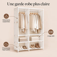 Penderie ouverte blanche 2 colonnes 95 cm - benefices et organisation