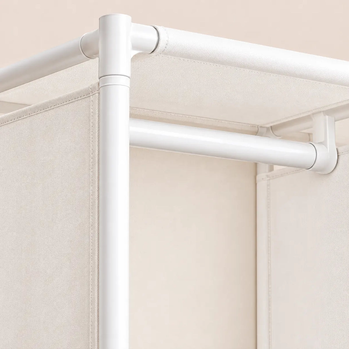 Penderie ouverte blanche 2 colonnes 95 cm - detail des finitions