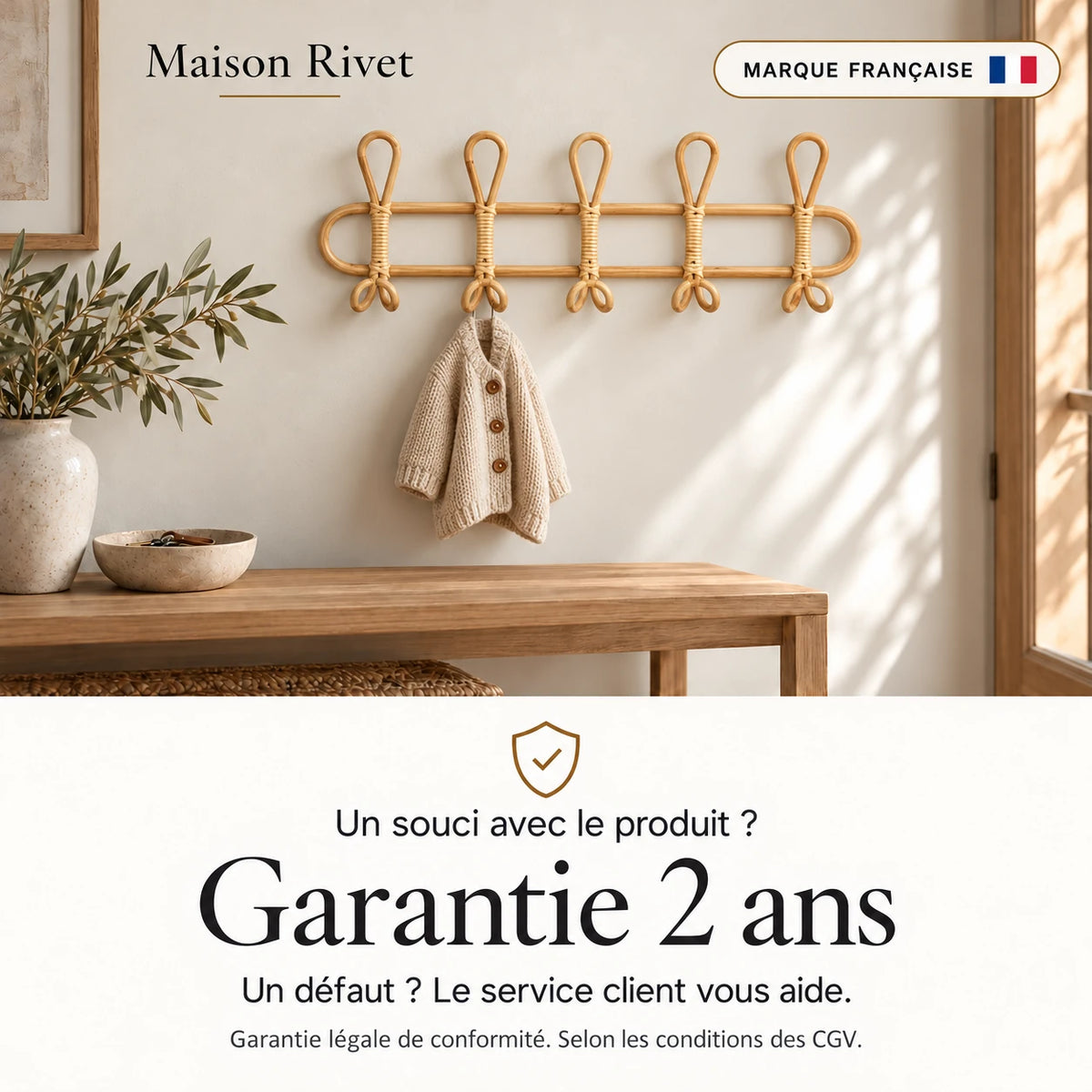Garantie légale de conformité de deux ans, selon les CGV
