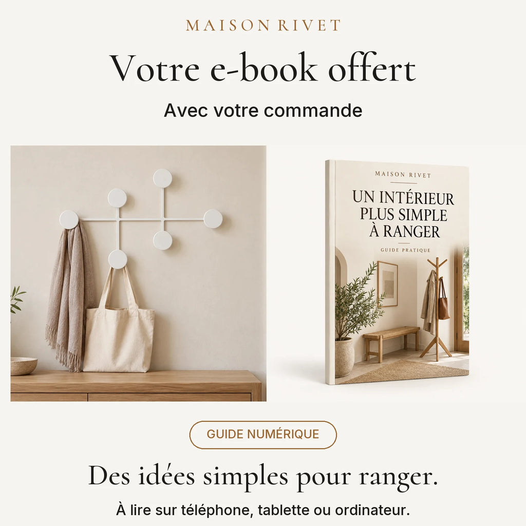 Guide numérique Maison Rivet offert avec la commande, produit à gauche et e-book à droite