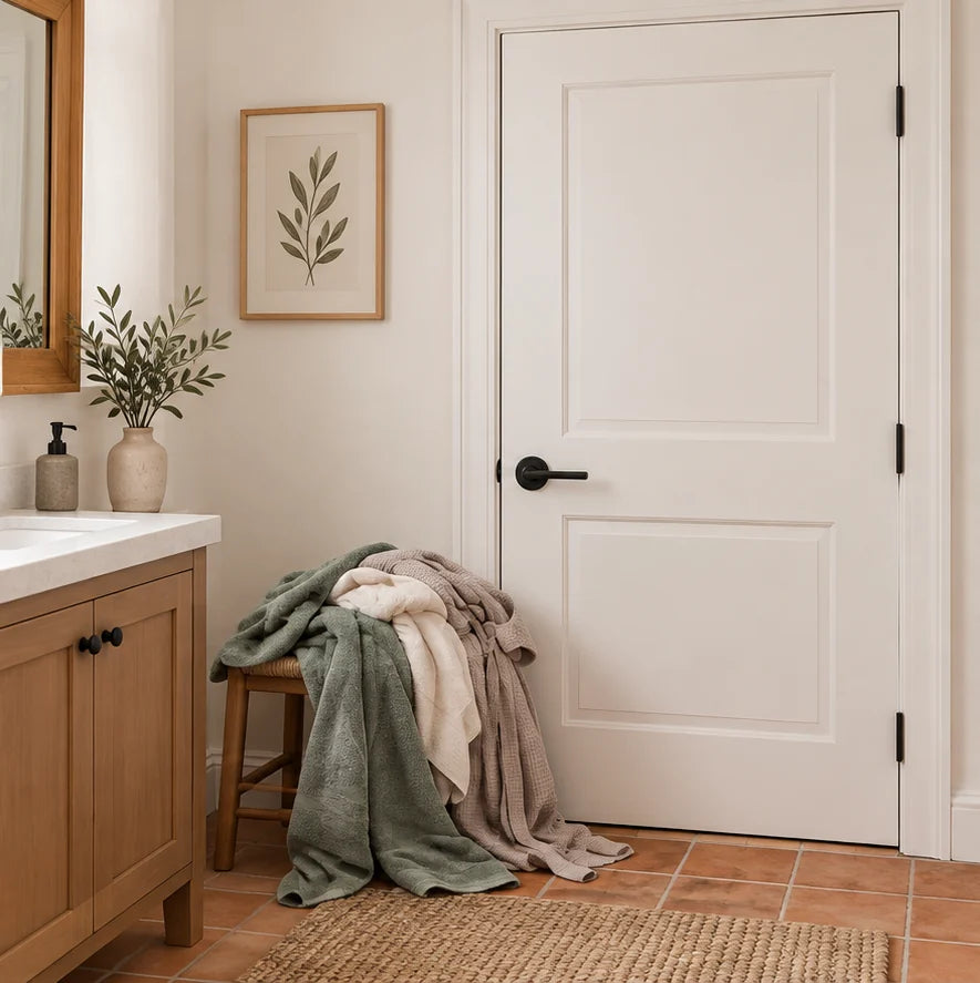 Illustration d’usage avant rangement : affaires encombrantes — famille sur-porte