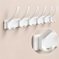 Crochet mural pliant blanc 6 crochets aluminium, porte-manteau mural blanc : détail du crochet pliant en aluminium