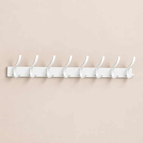 Crochet mural pliant blanc 8 crochets aluminium, porte-manteau mural blanc