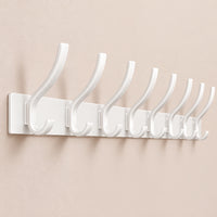 Crochet mural pliant blanc 8 crochets aluminium, porte-manteau mural blanc : détail du crochet pliant en aluminium