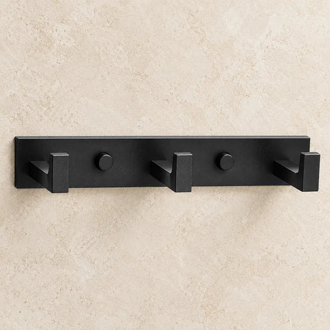Porte-manteau mural noir inox 3 crochets 25,7 cm
