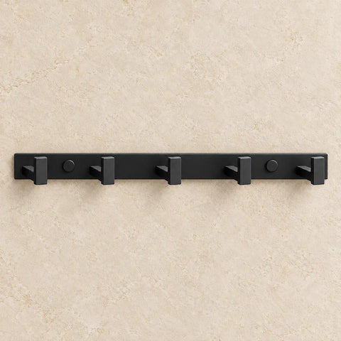 Porte-manteau mural noir inox 5 crochets 45,6 cm