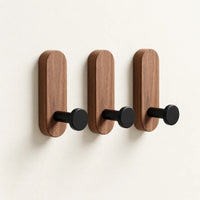 Patère bois adhésive bois brun et noir, lot de 3 : vue principale
