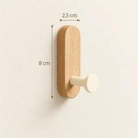 Patère bois adhésive bois clair et crème, à l’unité : dimensions du panneau 8 × 2,5 cm