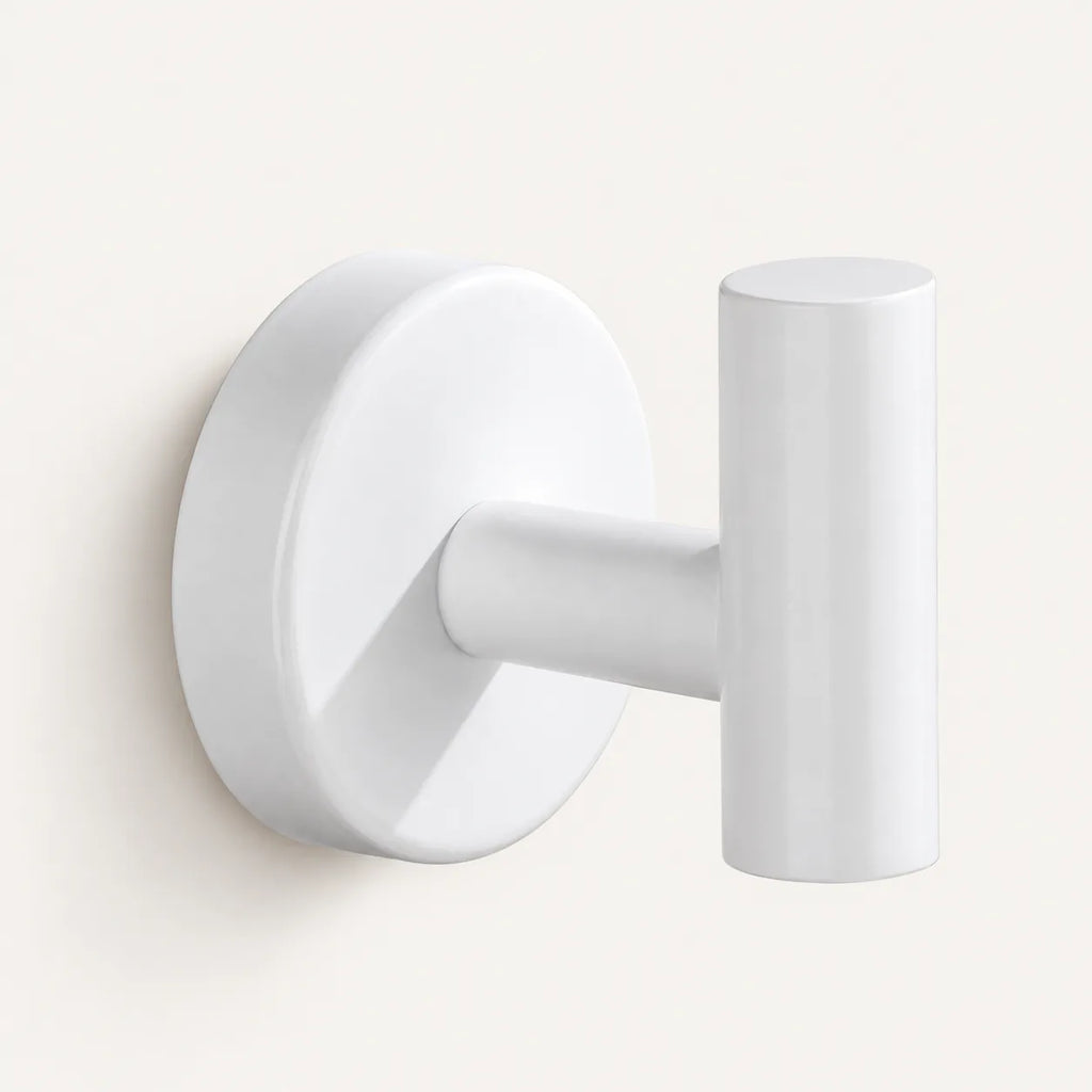 Patère design blanche en inox à vis : vue principale