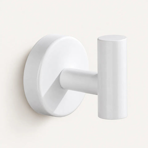 Patère design blanche en inox à vis