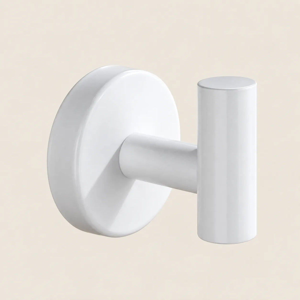 Patère design blanche en inox à vis : forme du crochet en T