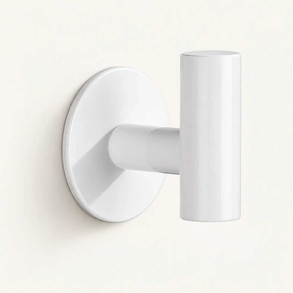 Patère design blanche en inox adhésive : vue principale