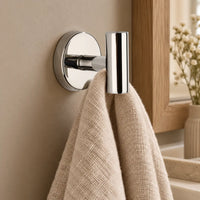 Patère design chrome brillant en inox à vis : petite serviette suspendue