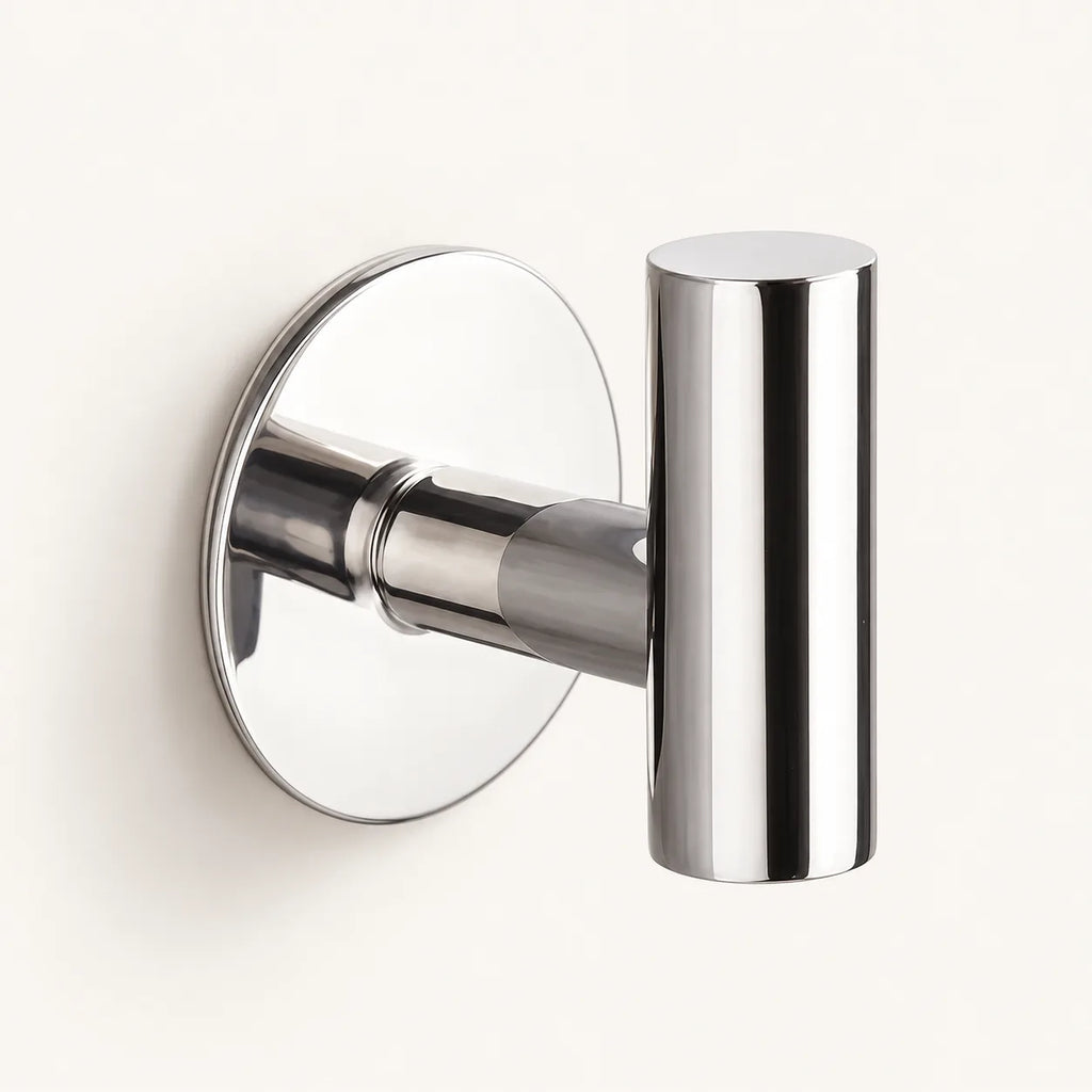 Patère design chrome brillant en inox adhésive : vue principale