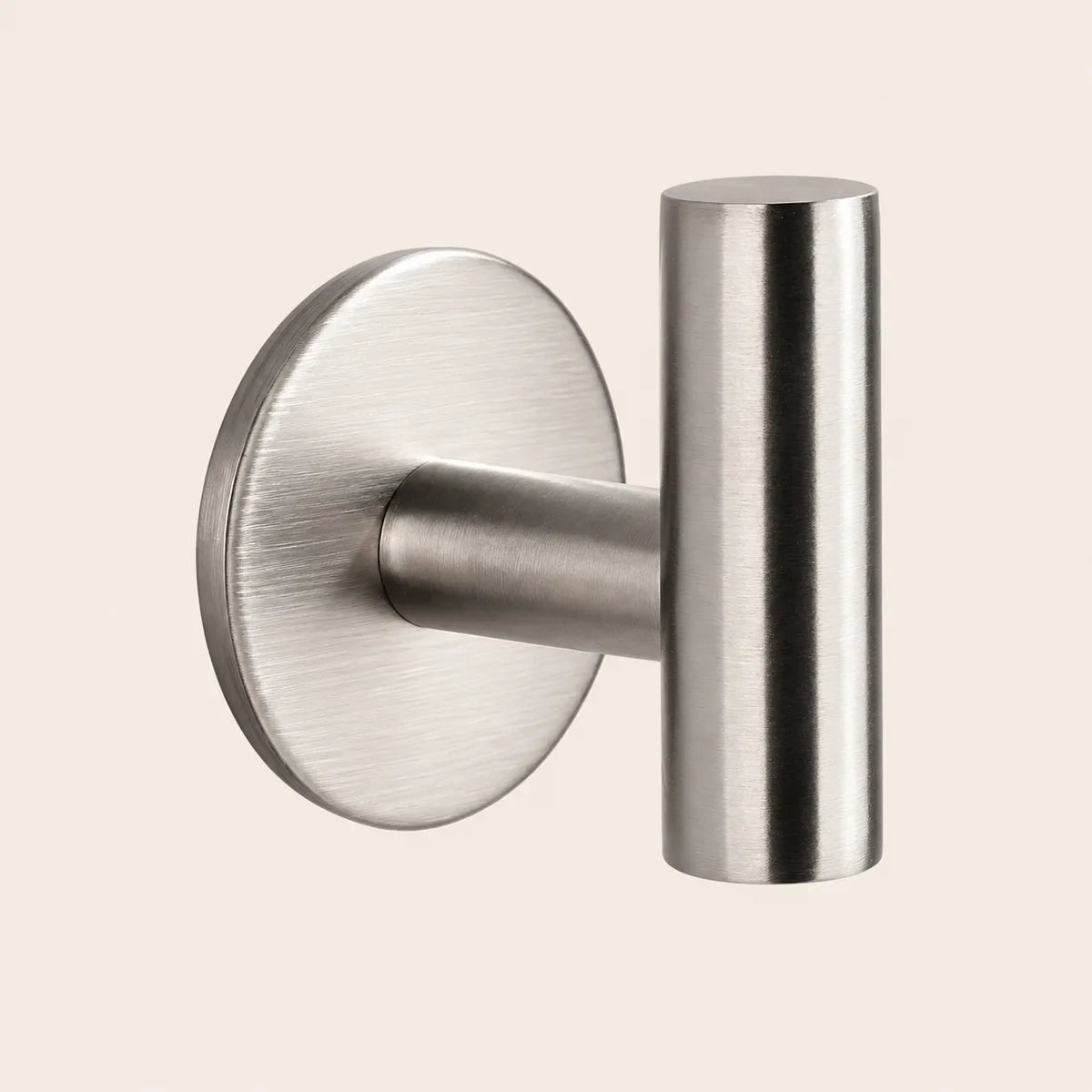Patère design inox brossé en inox adhésive : forme du crochet en T