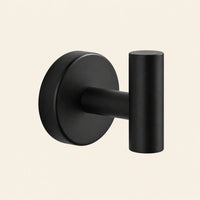 Patère design noire en inox à vis : forme du crochet en T