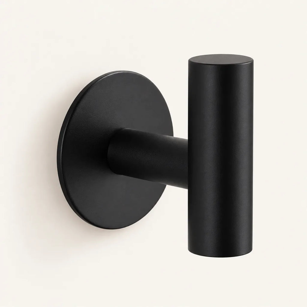 Patère design noire en inox adhésive : vue principale