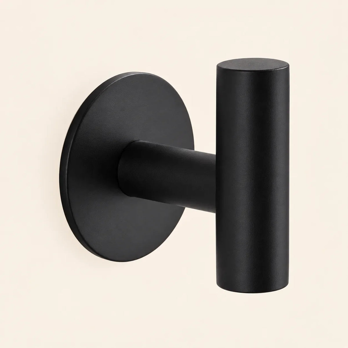 Patère design noire en inox adhésive : forme du crochet en T