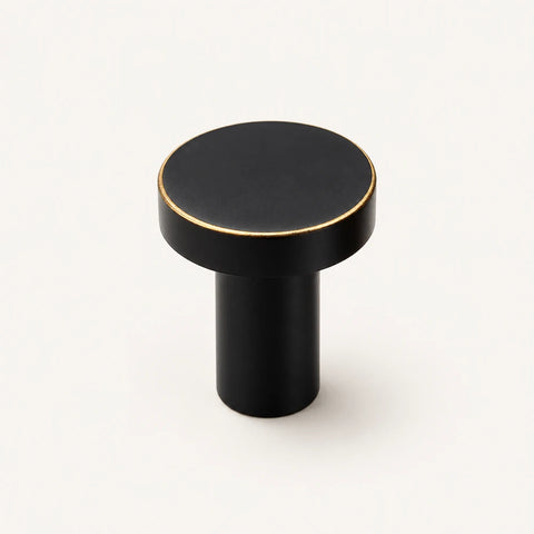 Patère laiton noir et liseré doré ronde 20 mm