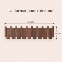 Dimensions de la patère noyer foncé 8 crochets : 45,5 × 13,5 cm.